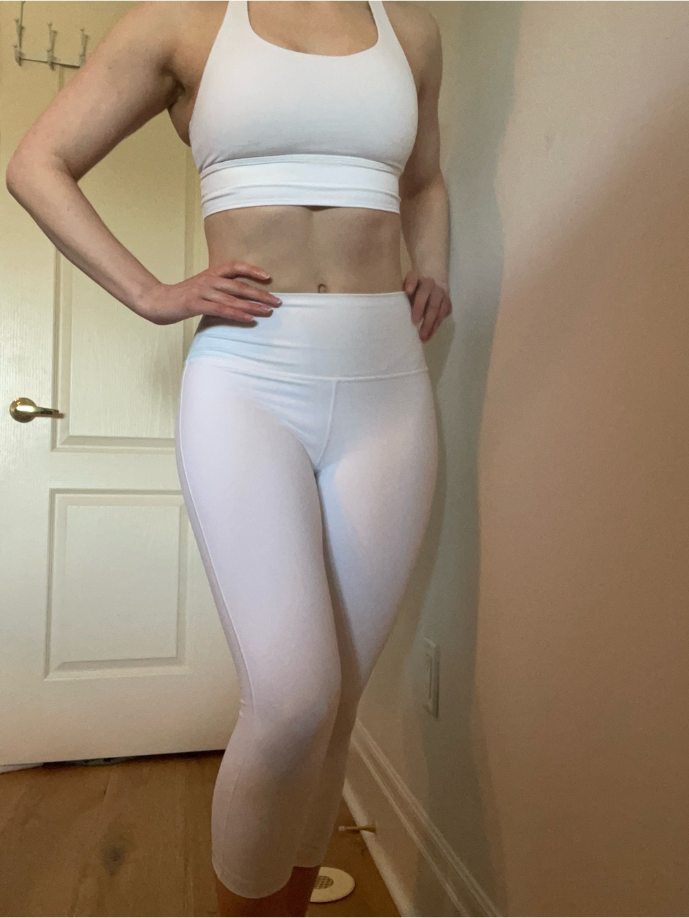 lululemon athletica white set: energy bra long line 4 & speed up leggings 6